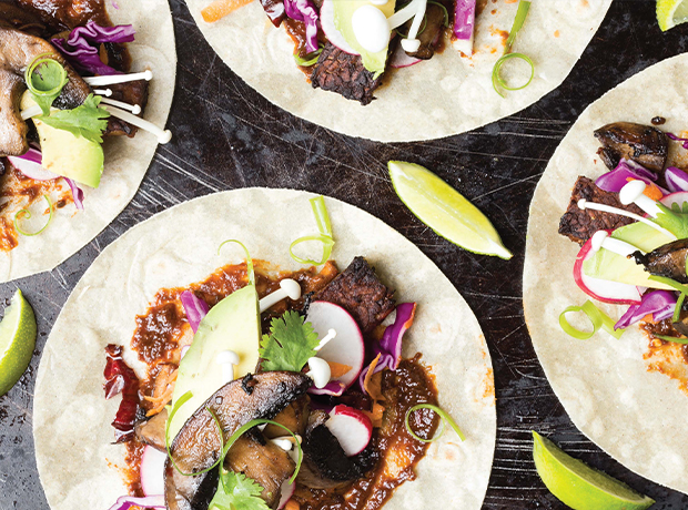 Spicy Mushroom Tacos with Crispy Tempeh